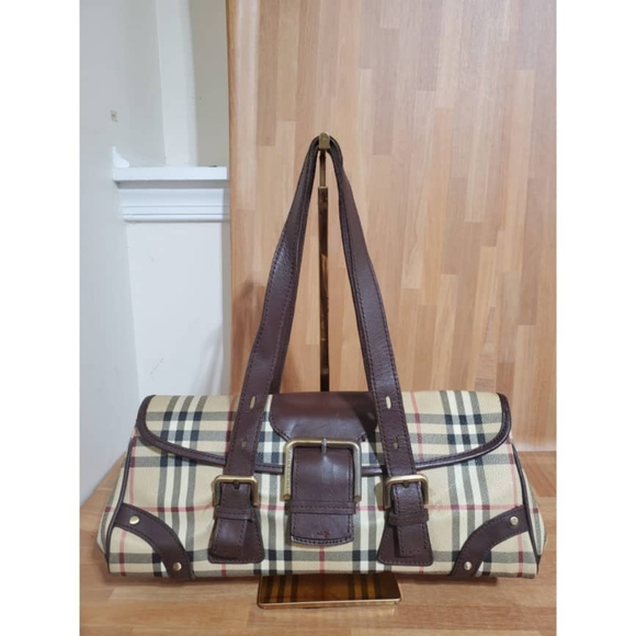 Authentic Burberry cordelia Buckle Haymarket Check Canvas Satchel - Picture 1 of 11